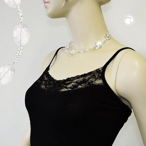 Kette Drahtkette 7x gro&#223;er Stein facettiert wei&#223;-transparent Kunststoffperlen 42cm