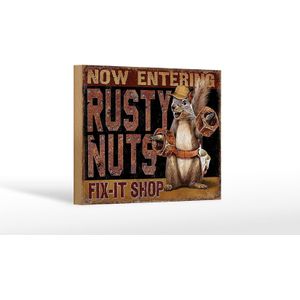 Holzschild Spruch 18x12cm Fix-it Shop rusty nuts Garage