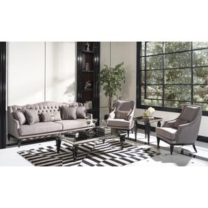Sofagarnitur Sofa 3 Couchtische Stoffsofa Grau Set 5tlg Dreisitzer