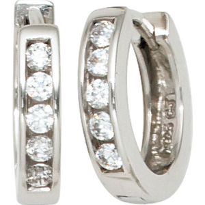 JOBO""Creolen rund 925 Silber 10 Zirkonia Ohrringe Silberohrringe Silbercreolen