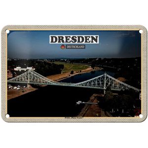 Blechschild St&#228;dte Dresden Br&#252;cke Blaues Wunder 18x12cm Dekoration