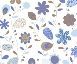 Transparentpapier Rolle 115g qm 50x61cm Landhausblumen blau braun