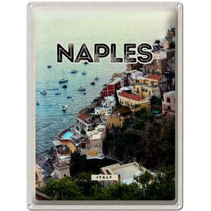 Blechschild Reise 30x40cm Naples Italy Neapel Italien Panorama