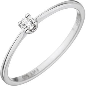 Gr. 60 - Damen Ring 585 Gold Wei&#223;gold 1 Diamant Brillant 0,07ct. Wei&#223;goldring Diamantring