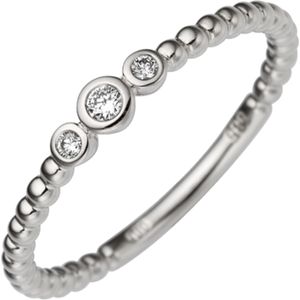 Gr. 52 - Damen Ring zart 585 Gold Wei&#223;gold 3 Diamanten Brillanten 0,06ct. Wei&#223;goldring