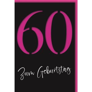 60. Geburtstag Gl&#252;ckwunschkarte mit Umschlag 60 neon violett