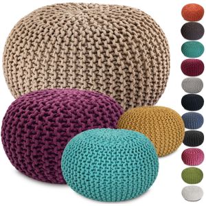 Strickhocker XXL Pouf Ø55 H37cm Bodenkissen Sitzpouf Baumwolle nachhaltig