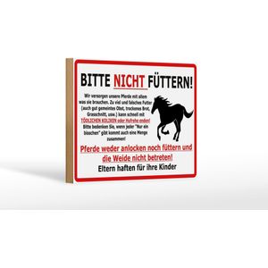 Holzschild Warnschild 18x12cm (Pferd) Bitte nicht f&#252;ttern