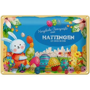 Blechschild Ostern Ostergr&#252;&#223;e 30x20cm HATTINGEN AN DER RUHR