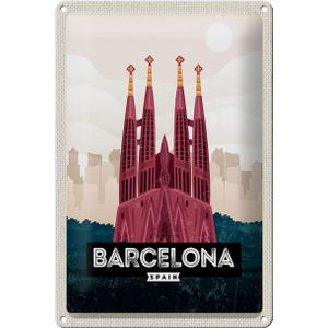 Blechschild Reise 20x30cm Barcelona Spain Kathedrale Schild