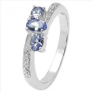 Edler Diamant Tansanit Ring-925 Sterling Silber Rhodiniert-0,61 Karat (Ringgr&#246;&#223;e: 57 (18,0 mm))