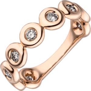 Gr. 52 - Damen Ring 585 Gold Rotgold 9 Diamanten Brillanten