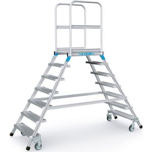Zarges Podestleiter fahrbar mit 2x7 Leichtmetall-Stufen