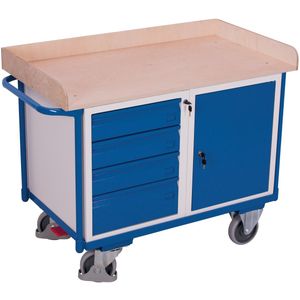VARIOfit Werkstattwagen mit 4 Schubladen, Schrank und Ladefl&#228;che 1125x630mm