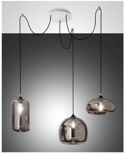 Fabas Luce Fiona Pendelleuchte E27 3X60W Metall und geblasenes Glas...