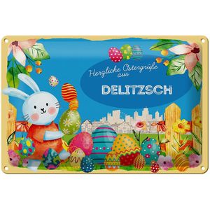 Blechschild Ostern Ostergr&#252;&#223;e 30x20cm DELITZSCH