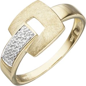 Gr. 56 - Damen Ring 585 Gold Gelbgold eismatt 22 Diamanten Brillanten