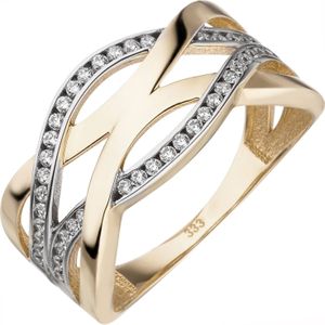 Gr. 54 - Damen Ring 333 Gold Gelbgold bicolor 46 Zirkonia Goldring
