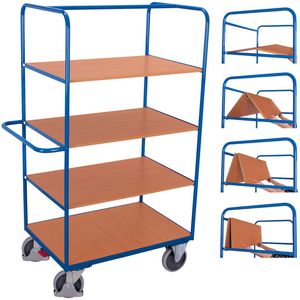 VARIOfit Hoher Etagenwagen, W&#228;nde offen mit 4 klappbaren Ladefl&#228;chen 975x700mm