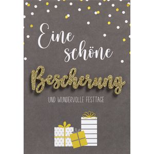 Weihnachten Lettering Gl&#252;ckwunschkarte 11,6 x 16,6 cm mit Umschlag Eine sch&#246;ne Bescherung Geschenke