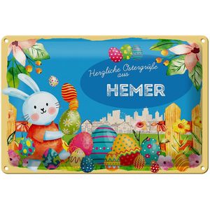 Blechschild Ostern Ostergr&#252;&#223;e 30x20cm HEMER