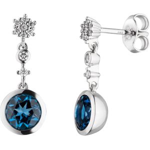 Ohrh&#228;nger 585 Wei&#223;gold 18 Diamanten Brillanten 2 Blautopase blau