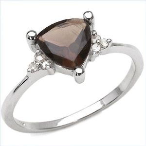 Seltener Diamant Smoky-Topas-Ring- 925 Sterling Silber-1,31 Karat (Ringgr&#246;&#223;e: 61 (19,5 mm))