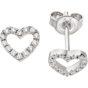 JOBO""49152""Ohrstecker Herz 925 Sterling Silber 28 Zirkonia Ohrringe Herzohrstecker