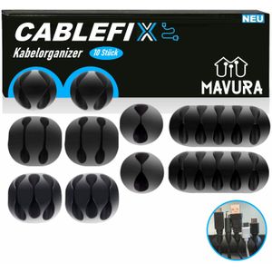 CABLEFIX Kabelf&#252;hrung Kabelclips Kabelhalter selbstklebend schwarz [10er Set]