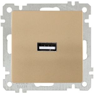 USB Steckdose mit Ladefunktion einfach Gold (CANDELA Metall Optik)