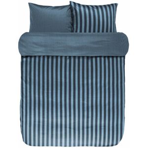 Essenza Dekbedovertrek Classic Stripe Deep blue 260x200/220 | 100% katoensatijn | totaalBED dekbedovertrekken