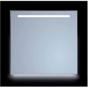 Spiegel Sanicare Q-Mirrors 70x70 cm Vierkant Met Aan De Bovenkant & Onderzijde LED Warm White, Omlijsting Chroom incl. ophangmateriaal Zonder Schakelaar Sanicare