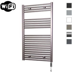 Elektrische Radiator Sanicare HWV Met Wifi 111,8x60 cm Inox Look 730W Met Thermostaat Chroom Rechtsonder