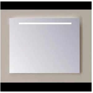 Spiegel Sanicare Q-Mirrors 60x60 cm PP-Geslepen Vierkant Met Boven & Onder Gezandstraalde Strook LED Warm White en Afstandsbediening incl. ophangmateriaal Sanicare