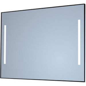 Spiegel Sanicare Q-Mirrors 80x70 cm Vierkant Met Links & Rechts LED Warm White, Omlijsting Mat Zwart incl. ophangmateriaal Met Afstandsbediening Sanicare