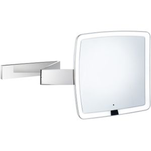 Uitschuifbare Scheer/Make-up Spiegel LED Smedbo Outline 20x20 cm Chroom Smedbo