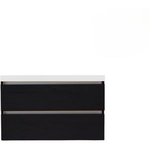 Onderkast Trendline Met Greeplijst Aluminium 100x47x52 Cm Black Oak Sanilux