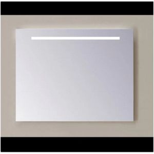 Spiegel Sanicare Q-Mirrors 80x60 cm PP-Geslepen Vierkant Met Boven & Onder Gezandstraalde Strook LED Cold White en Afstandsbediening incl. ophangmateriaal Sanicare