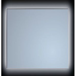 Spiegel Sanicare Q-Mirrors 100x70 cm Vierkant Met Rondom LED Cold White, Omlijsting Mat Zwart incl. ophangmateriaal Zonder Schakelaar Sanicare