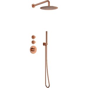 Doucheset Inbouw Deluxe Sanilux Giles Met Box Thermostaat Douchekop 25 cm Rond Brons