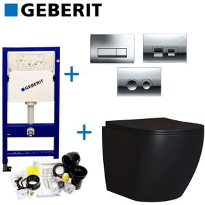 Geberit UP100 Mat Zwarte Toiletset set65 Mudo Randloos