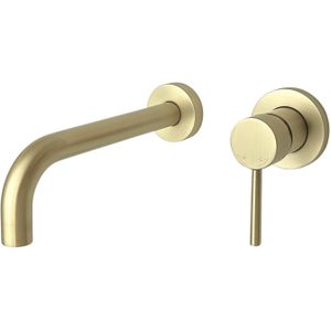 Inbouw Wastafelmengkraan Best Design Nancy-Belize Gebogen uitloop 21 cm Messing Mat Goud PVD Coating