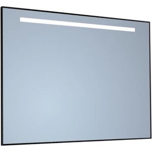 Spiegel Sanicare Q-Mirrors 120x70 cm Vierkant Met Aan De Bovenkant LED Cold White, Omlijsting Aluminium incl. ophangmateriaal Met Afstandsbediening Sanicare