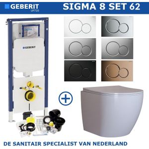 Geberit Sigma 8 (UP720) Toiletset set62 Mudo Rimless Met Sigma 01 Drukplaat