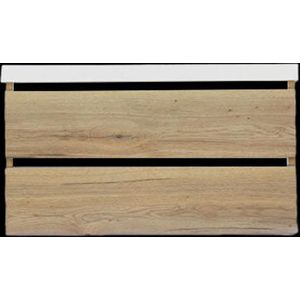 Onderkast Sanilux Trendline Met Greeplijst Mat Zwart 100x47x52 cm Naturel Oak