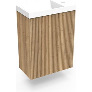 Fonteinkast Halifax Oak Arcqua Ridge 40x55x28 cm Incl. Fontein Mat Wit Zonder Overloop