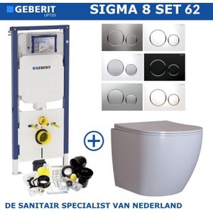 Geberit Sigma 8 (UP720) Toiletset set62 Mudo Rimless Met Sigma 20 Drukplaat
