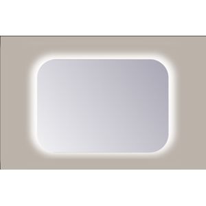 Spiegel Rechthoek Sanicare Q-Mirrors Afgeronde Hoeken 60x100 cm PP Geslepen LED Cold White Met Sensor