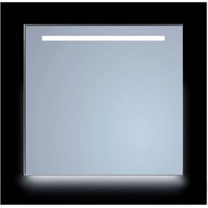 Spiegel Sanicare Q-Mirrors 85x70 cm Vierkant Met Aan De Bovenkant & Onderzijde LED Cold White, Omlijsting Chroom incl. ophangmateriaal Zonder Schakelaar Sanicare