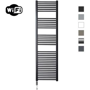 Elektrische Radiator Sanicare HWV Met Wifi 172x45 cm Mat Zwart 920W Met Thermostaat Chroom Linksonder